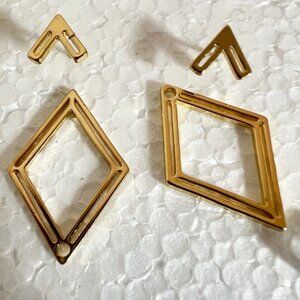 Geometric Gold Tone Dangle Earrings Set With Stud and Triangle Boho
